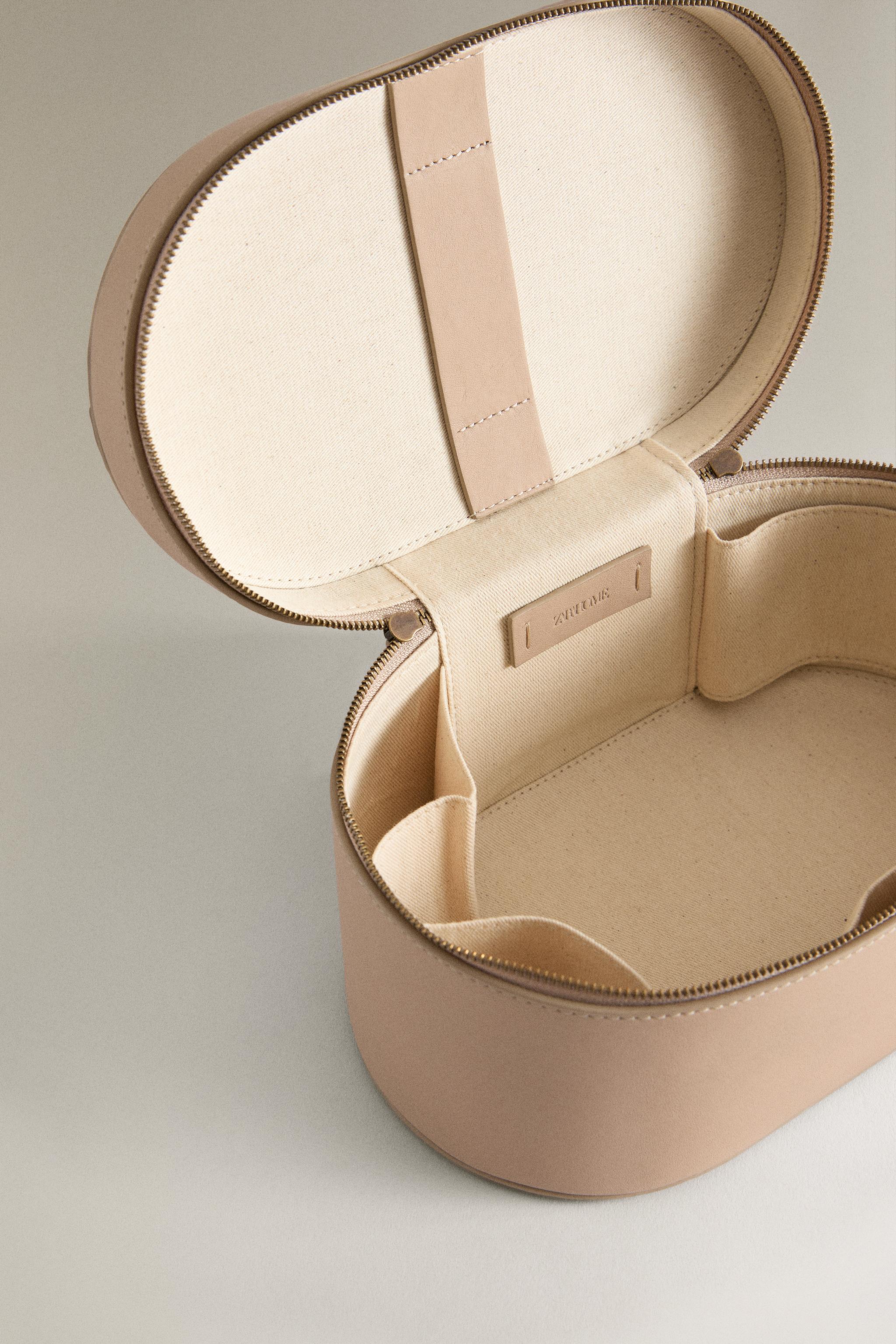 SMALL RIGID LEATHER MAKEUP BAG